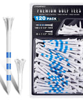 Five Prong White Plastic Golf Tees Pack 120 Count With Three And A Quarter Inch And One And A Half Inch Options, Cuts Friction And Side Spin