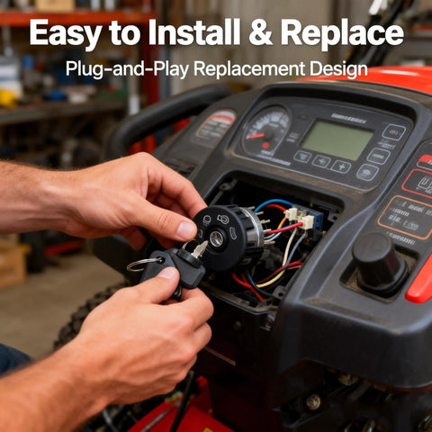 Hands installing Starter Ignition Switch With 2 Keys 01588300 15883 Compatible With Ariens Zoom ZT Series mowers