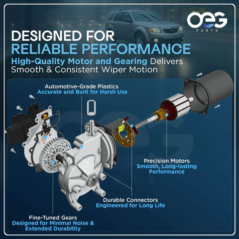 Diagram of New Windshield Wiper Motor Replacement For Ford Mazda Mercury Your Ride Ready Through 1990 To 2007 showing parts and function.