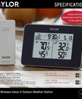 Wireless Indoor Outdoor Thermometer And Hygrometer Weather Station Battery Powered Alarm Easy To Read Display Temperature And Humidity Trends Min Max Recall For Home Office Greenhouse Nursery showing temperature and humidity readings.