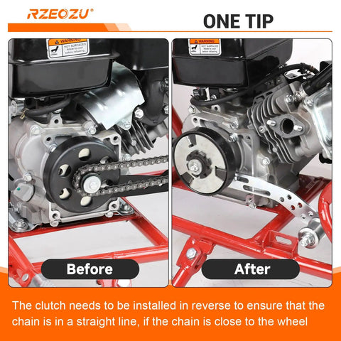 Universal Minibike Chain Tensioner With Roller Bracket Replacement Before and After Installation