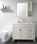 Bathroom with vanity, mirror, toilet, and Two Handle Widespread Bathroom Faucet In Brushed Nickel With Metal Pop Up Drain, cUPC Certified.