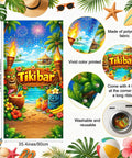 Luau Party Door Cover 71 By 35 Inch Tiki Bar Beach Banner With Tropical Cocktails Tiki Torches Palm Trees Flowers Ocean View Island Hut Backdrop For Front Door Indoor Outdoor Use Party Ready Vibe