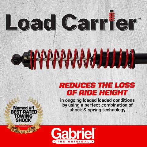 Rear Towing Load Carrier With Heavy Duty Shock Absorbers For Chevy Silverado close-up over a textured grey background with text and logos.