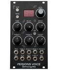 Perkons Voice Drum Machine Eurorack Module with knobs and jacks for modular percussion, 14HP, 13 sound algorithms, Eurorack rig use.