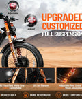 Rugged 2026 Dual Motor Electric Bike For Adults With Beast Mode Power, showcasing upgraded full suspension and adjustable components.