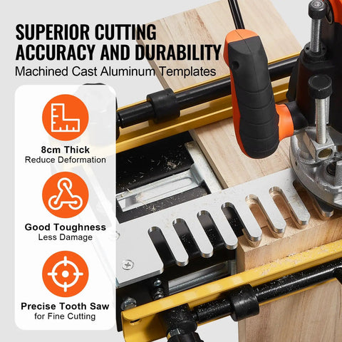 Professional Dovetail Jig 12 Inch Width With Router Bit Half Blind Template Dead Nuts Alignment For Mortise Tenon Woodshop showing cutting accuracy details.