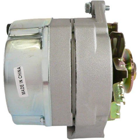 Side view of One Wire 12V Marine Alternator, 42 Amp Replacement For OMC Mercruiser Inboard Engines with CW Rotation and V1 Pulley