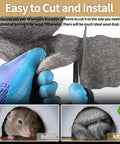 Four Pack Steel Wool For Mice Control 3.1 Inch By 13 Foot Coarse Grade Gap Filler, cutting demonstration with scissors