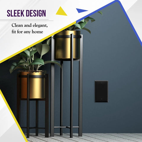 Interior wall with Blank Device Wall Plate With Slick Gloss Finish For 1 Gang, 4.50 By 2.76 Inches, Polycarbonate Thermoplastic, Black