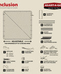 Adjustable Gate Kit For Chain Link Fence With Round Frame That Fits 24-72 Inch Openings And Up To 12 Feet All Weather Heavy Duty Outdoor Reinforcement And Accessories For Gates And Fences diagram with components labeled A-J, including vertical uprights, horizontal spreader bars, and chain link mesh.