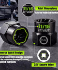 Hyvast Heavy Duty Impact Bolt Extractor Socket Set, 15 Pieces 3/8 Inch Drive, CR-MO Steel Bits For Effortless Removal Of Stripped Rusted Frozen Damaged Fasteners And Nuts. 11/16 socket with reverse spiral design