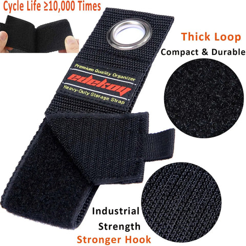 Close-up of Extension Cord Holder Organizer 10 Pack Heavy Duty Storage Straps showing nylon material and hook loops.