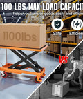 Heavy Duty Hydraulic Lift Table Cart With 1100 Lb Capacity Reliable Pump Smooth Operation Easy To Use For Material Handling Tasks with box in warehouse.