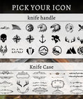Engraved Custom Pocket Knife For Men icons for handle and case design options