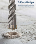 Front view of 3/8 in x 12 in SDS Plus rotary hammer drill bit with tungsten carbide tip for concrete.