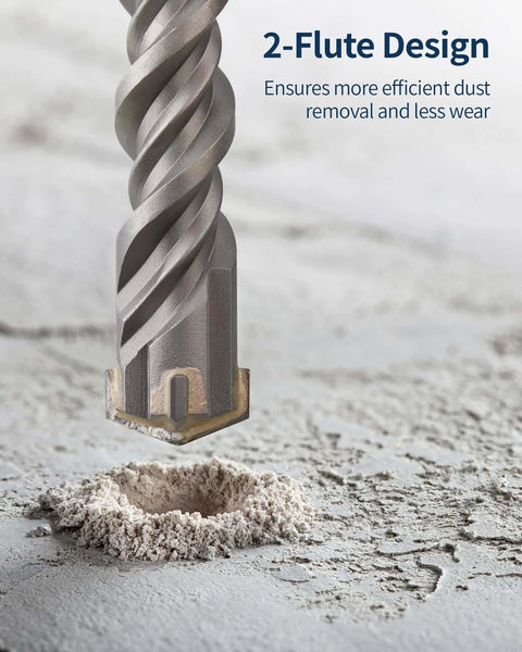 Front view of 3/8 in x 12 in SDS Plus rotary hammer drill bit with tungsten carbide tip for concrete.