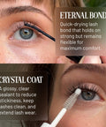 Applying Eternal Bond Black Lash Glue With Crystal Coat Sealant on eyelashes for enhanced wear and reduced stickiness