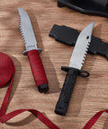 Beefed Up Ito Sageo Wrapping Cord For Samurai Sword Handle Replacement shown with wrapped knife handle and roll of cord