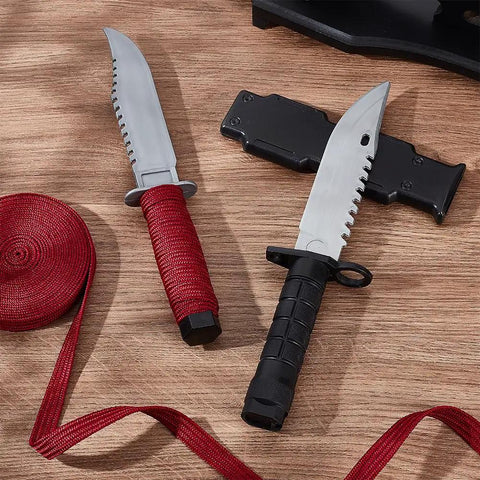 Beefed Up Ito Sageo Wrapping Cord For Samurai Sword Handle Replacement shown with wrapped knife handle and roll of cord