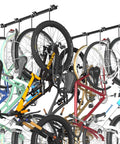Adjustable Ceiling Mounted Bike Rack for Garage Holds 4 To 8 Bikes in Tight Spaces With 8 Adjustable Hooks in use