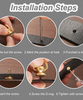Installation steps for 4Pcs Brass D Rings For Purses Rotatable Bag Strap Hardware With 360 Degree Ball Studs Leather Craft Kit.