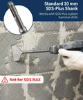 Firecore SDS Plus chisel, 3-in wide by 10-in long, alloy steel tile removal bit for SDS-Plus hammer drills
