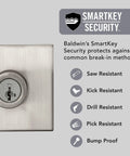 Spyglass Entry Door Handle Reversible Lever With Keyed Lock And SmartKey Rekey Technology Microban Protection diagram