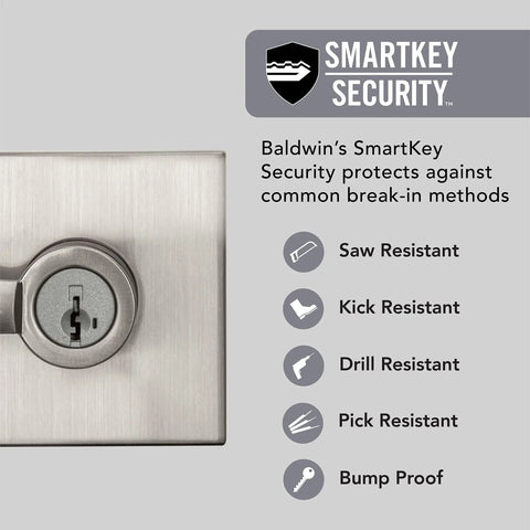 Spyglass Entry Door Handle Reversible Lever With Keyed Lock And SmartKey Rekey Technology Microban Protection diagram