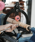 Woodturning Steady Rest For Twelve Inch, Fourteen Inch, And Sixteen Inch Swing Lathe, Go To Stable Spindle Woodturning Tool in use