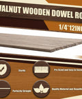 Top Shelf 48 Pack Walnut Dowel Rods 1/4 By 12 Inch Hardwood sticks displayed showing sturdy, pre-sized hardwood for DIY crafts.
