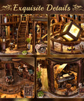 Cozy Chill Book Nook Kit For Adults, DIY Miniature with 3D Wooden Puzzles, Realistic Stairs, Vintage Furnishings, LED Light