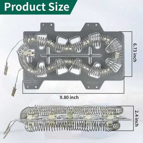 Dryer Heating Element Replacement Compatible With Samsung DV337AEL DV338AEB steel coil with dimensions 9.80 x 6.73 inches