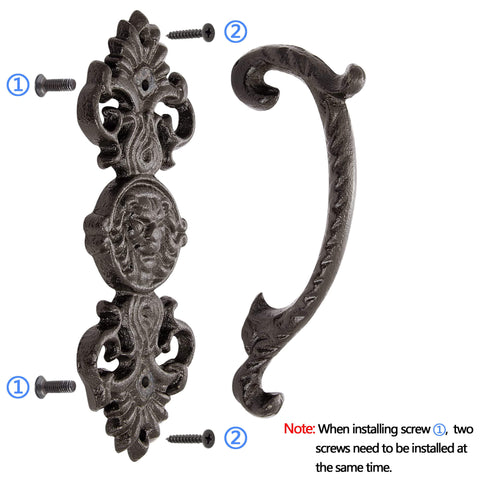 Heavy Duty 2 Pack 5.46 Inch Dark Brown Cast Iron Barn Door Handles Rustic Vintage Gate Fence Outdoor Garage Closet Cabinet Drawer Pulls
