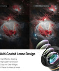 Comparison of nebula view with and without multi-coating on 1.25 Inch HD Fully Multi Coated Eyepiece With Long Eye Relief, 66 Degree Ultra Wide Angle For Astronomy Telescopes, All Aluminum Body, Dust Covers, Sharp Contrast And Clear Views For Deep Sky Observing