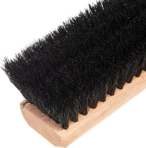 Close-up of Built Like A Tank Heavy Duty Floor Broom Brush with natural tampico bristles for heavy debris on rough concrete.