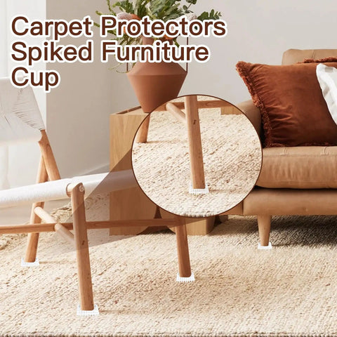 Clear Square Spiked Furniture Caster Cups, 8 Pack Carpet Protectors on chair legs over carpet, transparent resin design