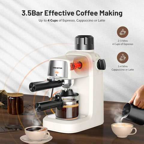 Level Up Your Daily Coffee Grind With This Top Shelf Compact Espresso Machine Boasting Quick Milk Frother And Rapid Preheat Cycle For Rich Lattes And Smooth Cappuccinos At Home.