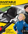 Dual Motor 24V Electric Go Kart For Kids 6-12 With Adjustable Seat Drift Mode Slow Start Lights Music And Horn in white with two children