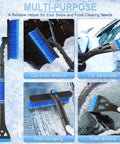 32 Inch Extendable Ice Scraper And Snow Brush For Cars And SUVs With 360 Degree Rotating Brush and paint-safe ABS bristles