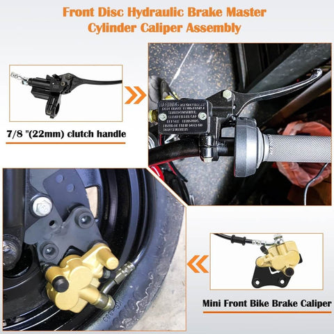 Front Hydraulic Disc Brake Master Cylinder Caliper Assembly With Pads For 50cc 70cc 90cc 110cc And 125cc Dirt Bikes Pit Bikes
