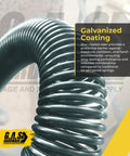 Close-up of Garage Door Torsion Spring 243x2x28 Replacement in Galvanized Steel with text about galvanized coating benefits.