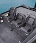 50 Inch Bass Boat Seats Folding Fishing Boat Chair Black Charcoal Marine Grade Vinyl Upholstery With Thick Foam Cushions