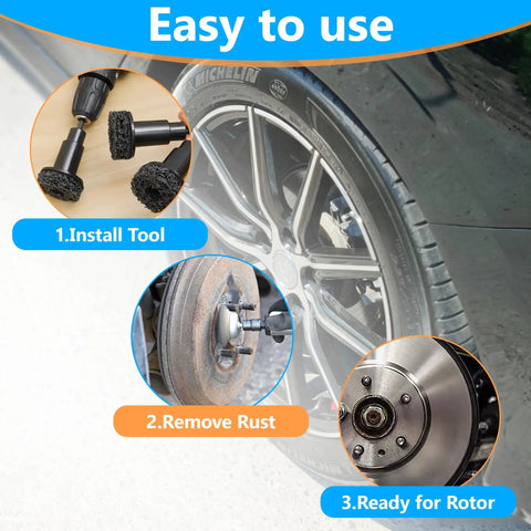 All In One Wheel Bolt Cleaning Kit With Fifteen Treatment Pads A Special Drill Bit And A Half Inch Impact Wrench Adapter in use