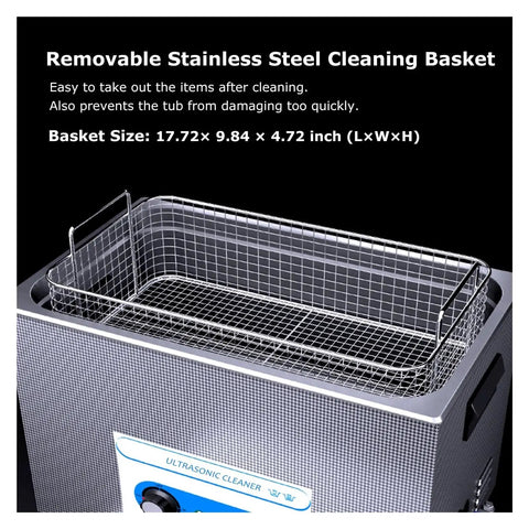 Removable stainless steel cleaning basket for 30L Ultrasonic Cleaner With Heat And Knob Control Ultra Powerful 40Khz Bath.