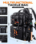 Camo Fishing Backpack With Tackle Box Kit And Rod Holders ✓
