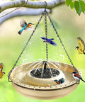 Large Solar Powered Bird Bath Fountain Kit With Four Spray Nozzles For Hummingbirds 1.67 Gallon Hanging Bath Bowl
