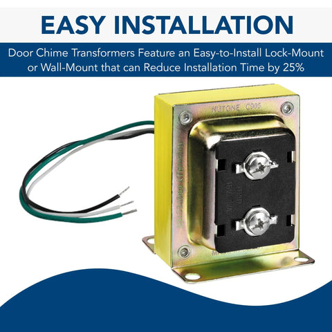 16 Volt 10VA Door Chime Transformer For Most Chime Systems Easy Install Durable Design Ideal Replacement Or New Install 1 Pack