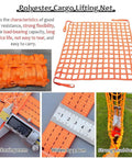 Heavy Duty Polyester Cargo Lifting Net 2.5m X 2.5m 8.2ft X 8.2ft Ultra Rugged Transport Net With Reinforced Stitching Anti Slip Surface