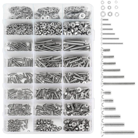 1500 Piece Hella Durable Metric Socket Cap Screw Hardware Kit 304 Stainless Steel in organized storage box.